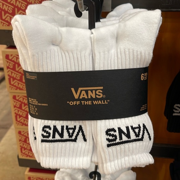 Vans Socks 6 pairs set CREW VANS.
"OFF THE WALL" White/Black 
NWT - Picture 1 of 16